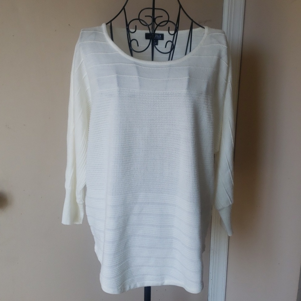a.n.a Women's Cream Lightweight Acrylic Sweater, Size L
